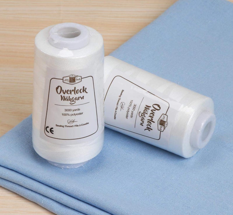 ilauke 4 x 3000 Yards Serger Thread Spools White Polyester Sewing Thread Overlock Cone - Image 3